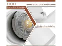 Clearance NETTLIFE Plafón LED de 2 llama - Plafón GU10 Foco giratorio Aplique de madera Foco de pared para salón dormitorio Sin bombilla Blanco