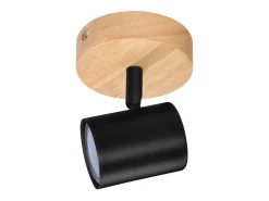 NETTLIFE Plafón-Plafón LED de 1 llama - Plafón GU10 Foco giratorio Aplique de madera Foco de pared para salón dormitorio MAX.40W Sin bombilla Negro