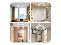 NETTLIFE Plafón LED de 2 llama - Plafón GU10 Foco giratorio Aplique de madera Foco de pared para salón dormitorio Sin bombilla Blanco Discount