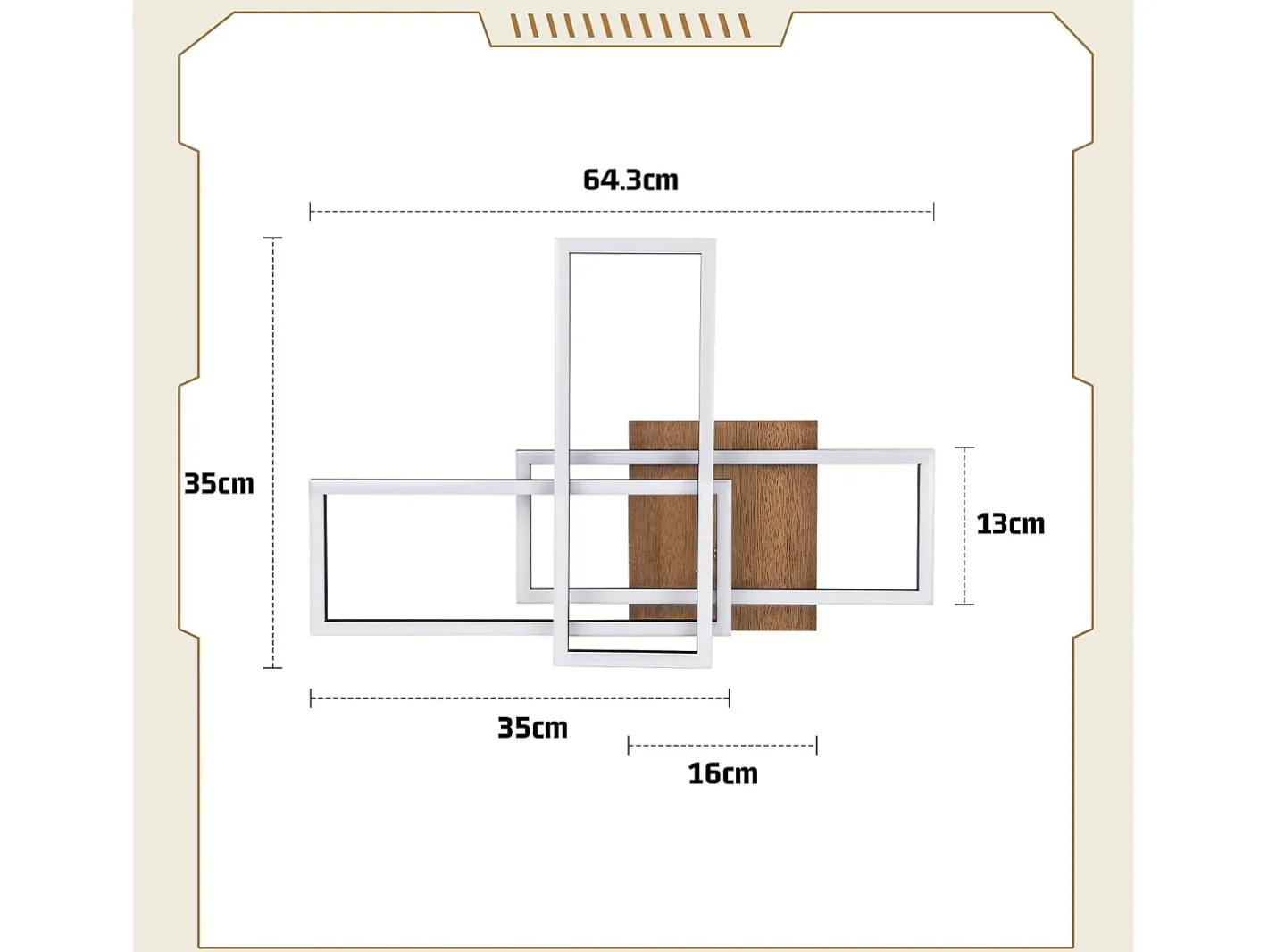 Clearance NETTLIFE Plafón LED 3000K de madera negra, lámpara de habitación de diseño moderno, plafón de 32W de luz blanca cálida. Negro