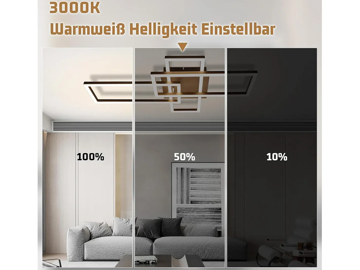 Clearance NETTLIFE Plafón LED 3000K de madera negra, lámpara de habitación de diseño moderno, plafón de 32W de luz blanca cálida. Negro