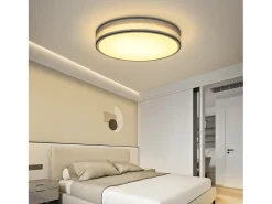 New NETTLIFE Plafón LED para habitación, lámpara de techo con pantalla difusora de tejido moderno, redondo, 3000K, 12W Verde claro