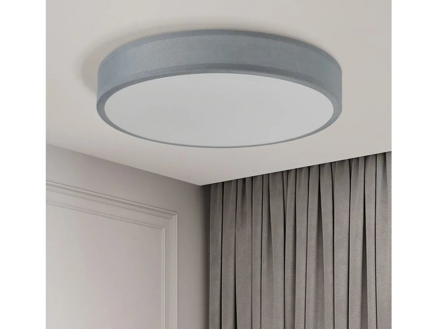 New NETTLIFE Plafón LED para habitación, lámpara de techo con pantalla difusora de tejido moderno, redondo, 3000K, 12W Verde claro