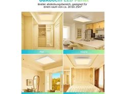 NETTLIFE Plafón LED para salón, panel de 60*60 cm, 40 W, plano, 3000 K. Blanco Discount