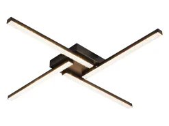 NETTLIFE Plafón-Plafón LED para salón negro, plafón de 20W moderno, cristal y metal, 3000K. Blanco