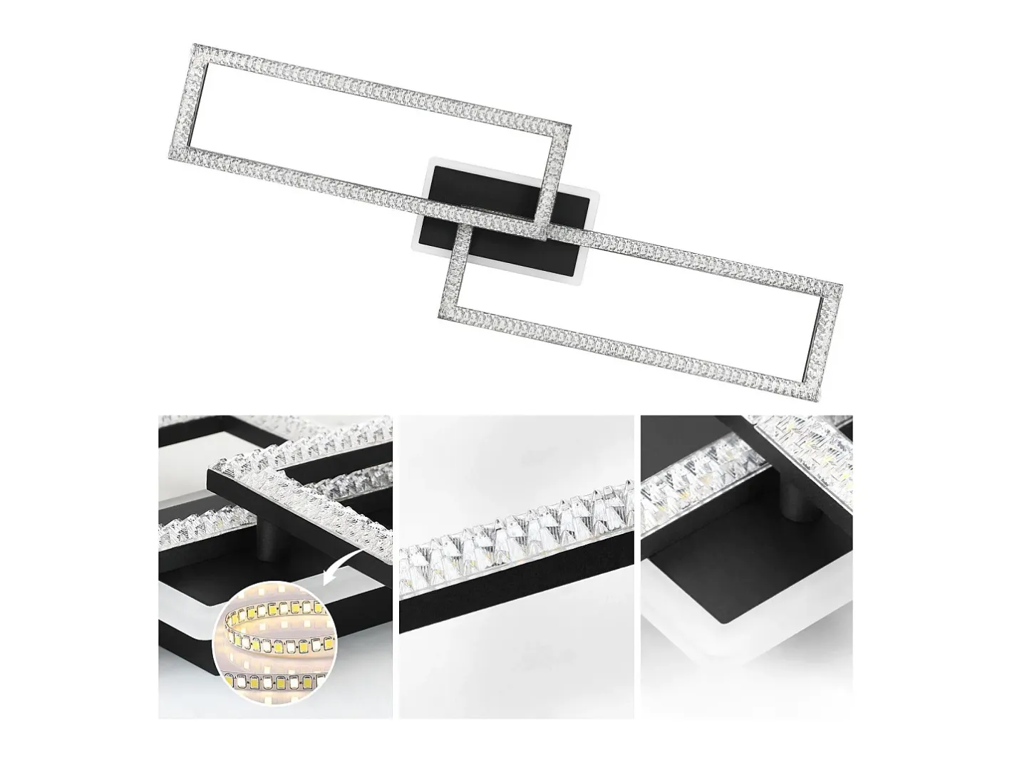 NETTLIFE Plafón-Plafón LED regulable diseño moderno 56W Negro