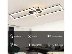 NETTLIFE Plafón-Plafón LED regulable diseño moderno 56W Negro