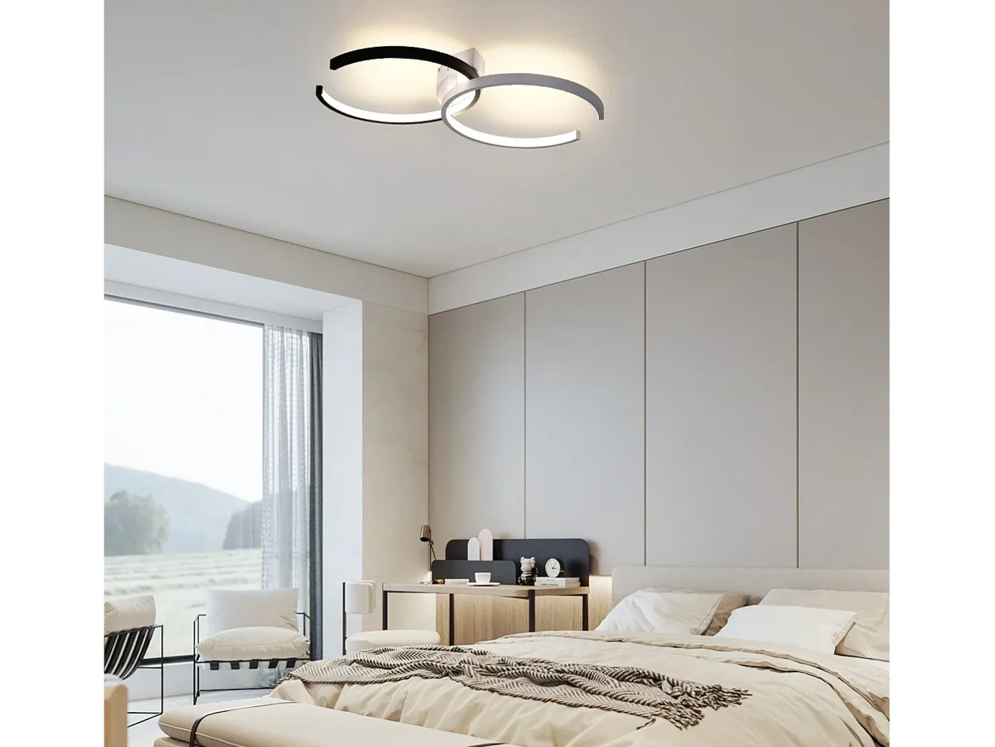 Discount NETTLIFE Plafón LED 37W, 54x32x8,5cm Moderno Regulable con Mando a Distancia Lámpara de Salón de Diseño de Metal para Dormitorio Oficina Blanco