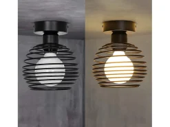 Online NETTLIFE Plafón vintage, plafón de dos lámparas para pasillo, retro, , E27, máximo 40W, sin bombillas. Negro