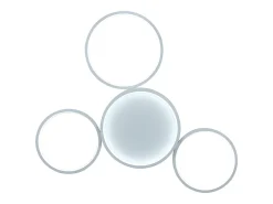 NETTLIFE Plafóndaro LED con control remoto regulable de intensidad, 52W moderno con 4 aros metálicos. Blanco