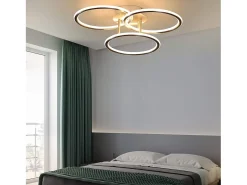 Sale NETTLIFE Plafóndido LED Moderno, Diseño de Anillos, Luz Blanca Cálida 3000K, 41W, 3 Llames. Plateado