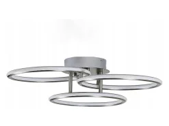 Sale NETTLIFE Plafóndido LED Moderno, Diseño de Anillos, Luz Blanca Cálida 3000K, 41W, 3 Llames. Plateado