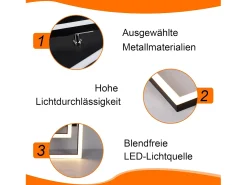 NETTLIFE Plafóndrico LED de 32W, blanco cálido moderno, 3000K. Negro
