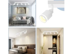 Sale NETTLIFE Plafonario moderno: 5 focos orientables de techo en metal, plafonario GU10, para dormitorio, comedor, sin bombilla. Blanco
