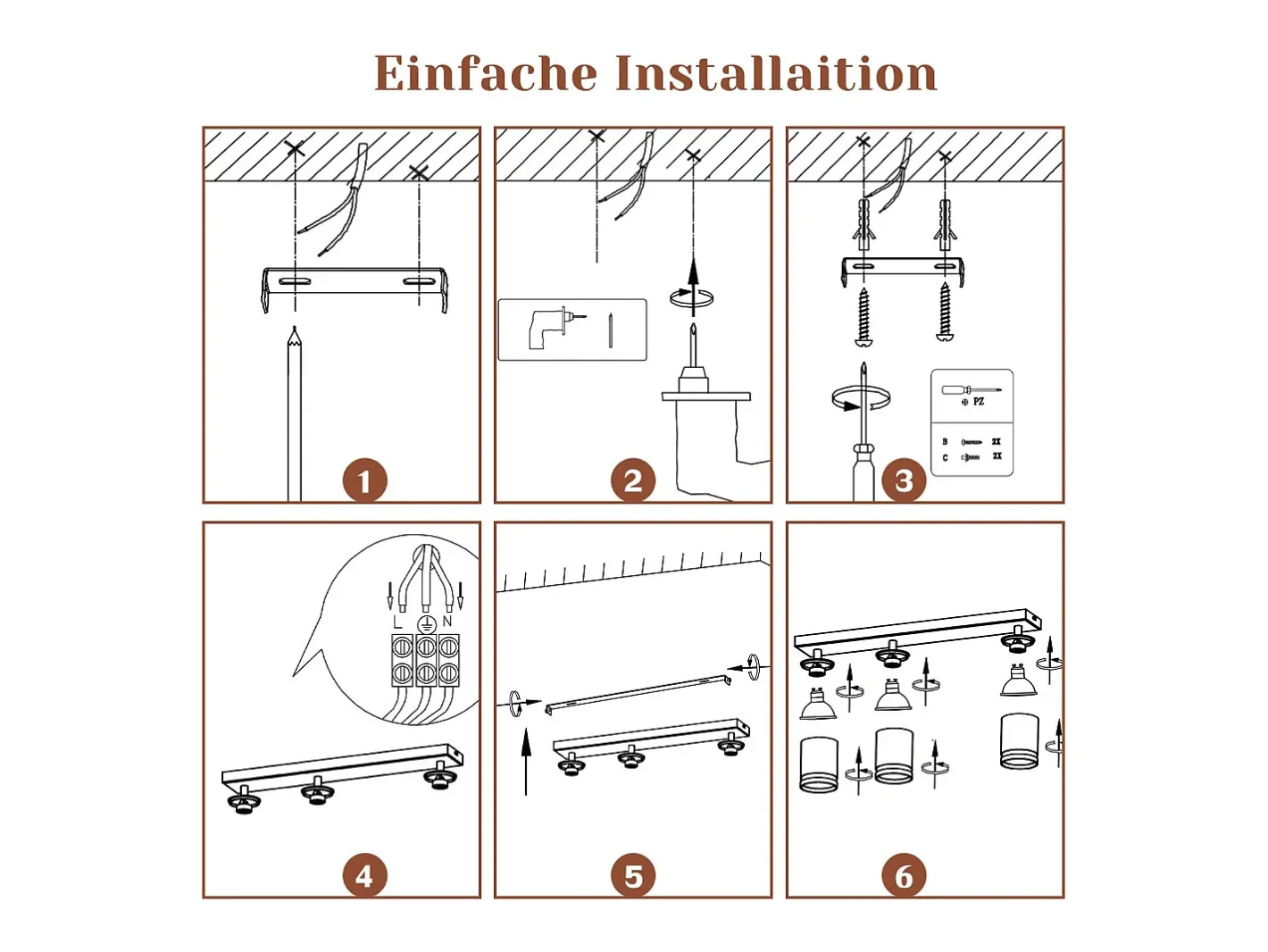 Online NETTLIFE Plafonario moderno: 3 focos de techo orientables de metal, plafonario GU10, para habitación, comedor, sin bombilla. Blanco