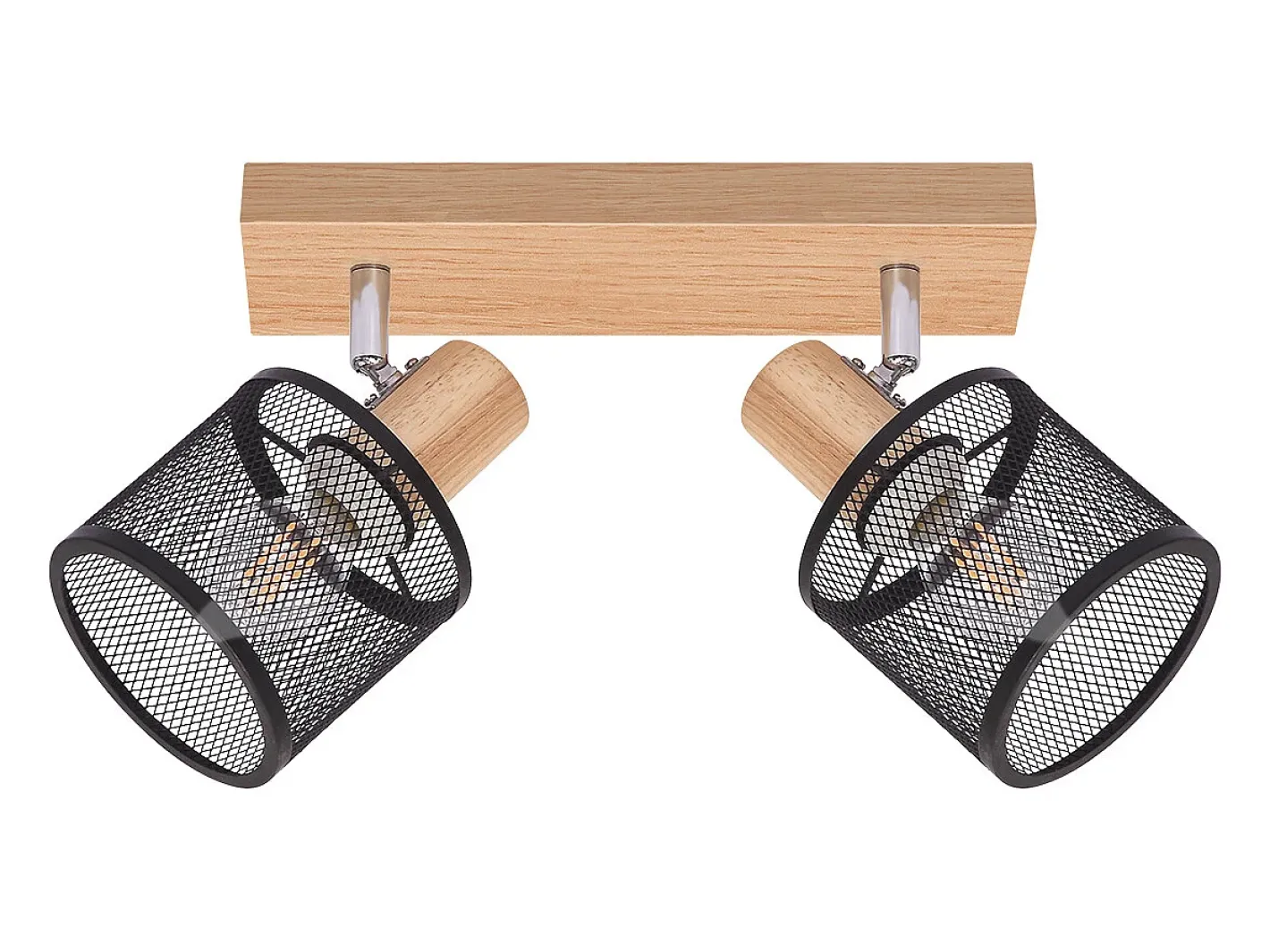 Best NETTLIFE Plafonario de 2 focos, aspecto negro, de madera - plafonario orientable E14 hasta 350°,máximo 4 bombillas de 25w, moderno para sala, dormitorio, cocina. Blanco