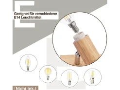 NETTLIFE Plafonario de 3 focos, aspecto negro, de madera - plafonario E14 giratorio 350°,máximo 4 bombillas de 25 w, moderno para salón, dormitorio y cocina. Blanco New