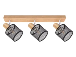 NETTLIFE Plafonario de 3 focos, aspecto negro, de madera - plafonario E14 giratorio 350°,máximo 4 bombillas de 25 w, moderno para salón, dormitorio y cocina. Blanco New