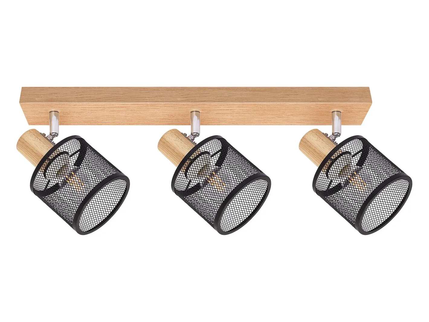 NETTLIFE Plafonario de 3 focos, aspecto negro, de madera - plafonario E14 giratorio 350°,máximo 4 bombillas de 25 w, moderno para salón, dormitorio y cocina. Blanco New