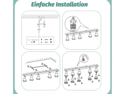 Discount NETTLIFE Plafonario de 5 focos : Plafonario metálico con focos GU10 giratorios para interiores, para cocina, oficina, salón y dormitorio, sin bombillas. Negro