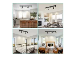 Discount NETTLIFE Plafonario de 5 focos : Plafonario metálico con focos GU10 giratorios para interiores, para cocina, oficina, salón y dormitorio, sin bombillas. Negro