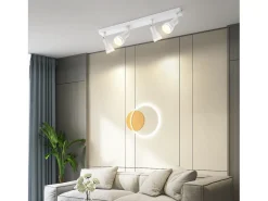 NETTLIFE Plafonario de 4 focos : Plafonario metálico con focos GU10 giratorios para interiores, para cocina, oficina, salón y dormitorio, sin bombillas. Blanco