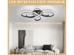 NETTLIFE Plafonario LED Ajustable de Gran Tamaño, 100 cm, para Salón, 90 W, Moderno, con Control Remoto Negro Best