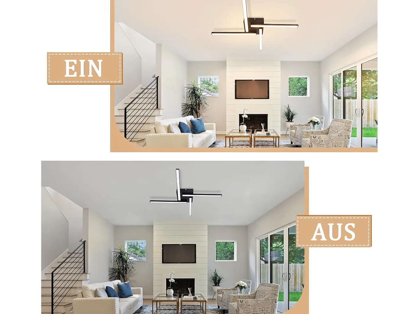 NETTLIFE Plafón-Plafonario LED de 24W, diseño moderno, 3000K, luz blanca cálida. Blanco