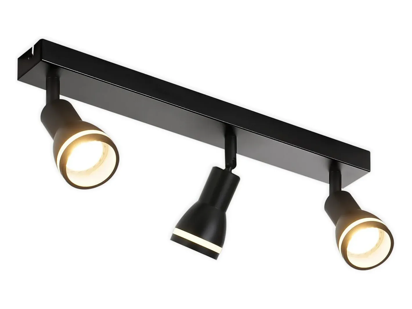 NETTLIFE Plafonario moderno: 3 focos de techo orientables de metal, plafonario GU10, para habitación, comedor, sin bombilla. Negro Hot