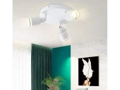 Hot NETTLIFE Plafonero moderno: 3 focos orientables del techo de metal, plafonero GU10, para habitación, comedor, sin bombilla. Blanco