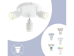 Hot NETTLIFE Plafonero moderno: 3 focos orientables del techo de metal, plafonero GU10, para habitación, comedor, sin bombilla. Blanco