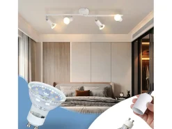 Best NETTLIFE Plafonero LED de 4 bombillas GU10, plafonero moderno con luz de punto para interiores, . Blanco