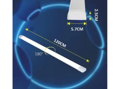 NETTLIFE Plafonero LED de 120 cm y 36 W, tubo de luz para habitaciones húmedas, 4000 K, lámpara para bodega, neutro, ángulo de haz largo de 180°. Blanco