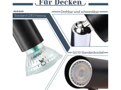 NETTLIFE Plafón-Plafonero LED GU10 - 3 Focos de Techo Redondeados Modernos, Focos de Techo de 350° para Cocinas, Pasillos, Habitaciones y Salones - Sin Bombilla, . Negro