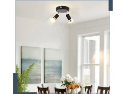 NETTLIFE Plafonero LED GU10 - 2 Luces de Techo Redondas Modernas, Luces de Techo de 350° para Cocinas, Pasillos, Dormitorios y Salones - Sin Bombilla, . Negro Sale