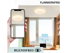 NETTLIFE Plafón-Segunda lámpara de techo LED para dormitorio, cocina, 5W, 3000K, Ø 16,5 cm, cálido, pasillo, habitación infantil. Blanco