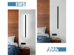 NETTLIFE Aplique Para Pared-Set de 2 apliques de pared para interior 100CM aplique de pared moderno pasillo 32W Negro