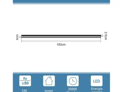 NETTLIFE Aplique Para Pared-Set de 2 apliques de pared para interior 100CM aplique de pared moderno pasillo 32W Negro