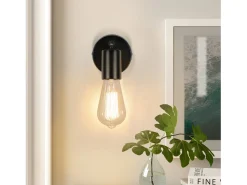 NETTLIFE Spot E27 lámpara de pared vintage negra lámpara de cocina giratoria de 350° para salón, dormitorio máx.40 W Negro Clearance