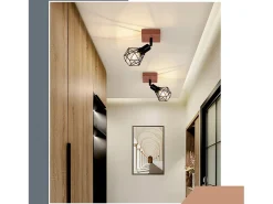 NETTLIFE Spot Lámpara de techo Madera negra E14 Metal vintage Giratorio 350°Máx. 40 W para pasillo salón dormitorio cocina Negro