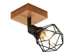 NETTLIFE Spot Lámpara de techo Madera negra E14 Metal vintage Giratorio 350°Máx. 40 W para pasillo salón dormitorio cocina Negro