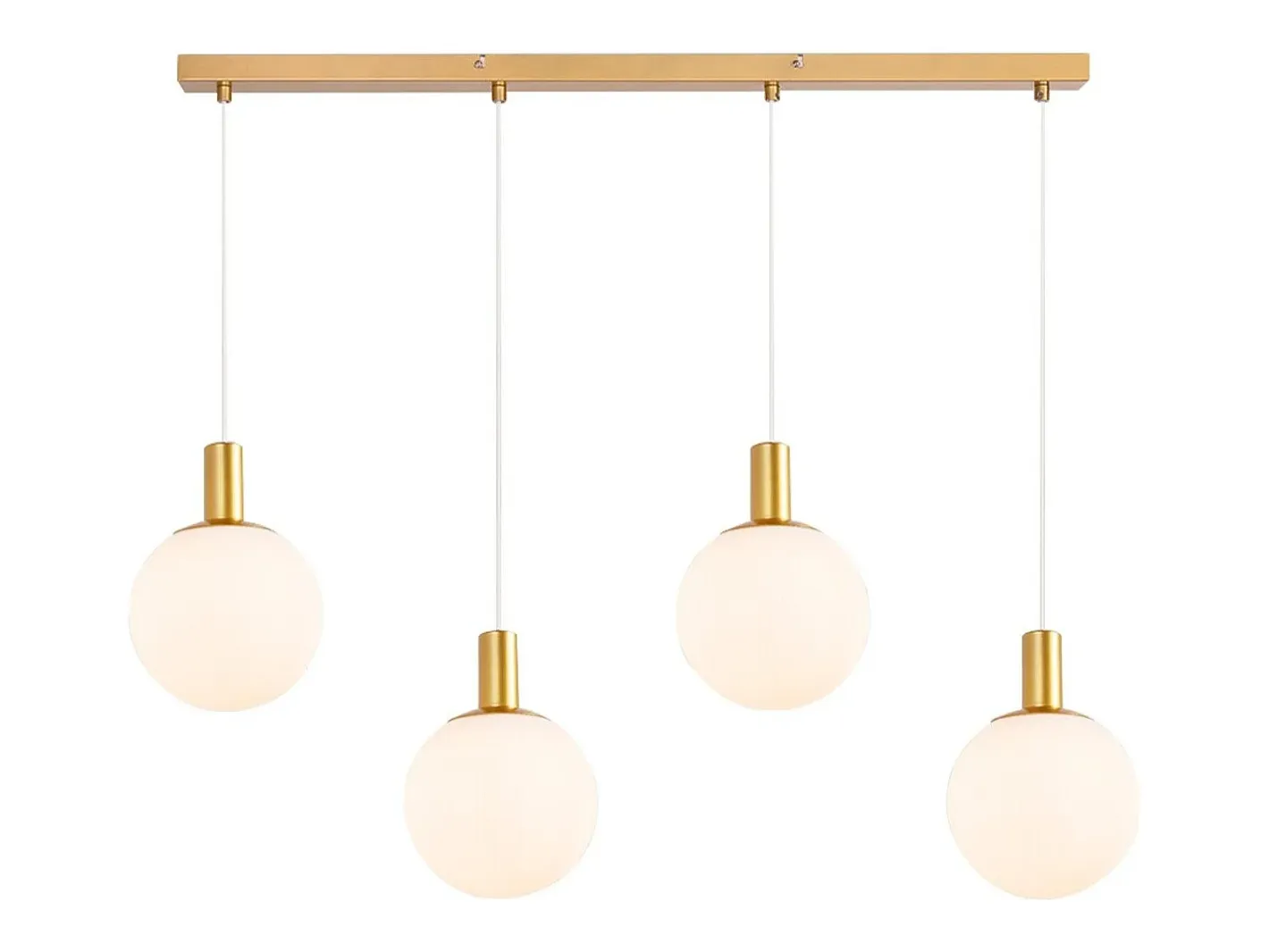 Clearance NETTLIFE Suspensiones de vidrio E27, Suspensión de 4 luces, colgante, Altura regulable, Lámpara colgante moderna Blanco