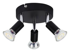 NETTLIFE Plafón-Techo de 3 Focos GU10 de Metal Orientable Estilo Industrial para Interior Cocina Salón Dormitorio Negro