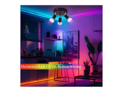 NETTLIFE Plafón-Techo de 3 Focos GU10 de Metal Orientable Estilo Industrial para Interior Cocina Salón Dormitorio Negro