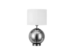 Online AKUNADECOR Novedad Sobremesa Cristal Fume Modelo Iroko Con Pantalla Blanca Plateado