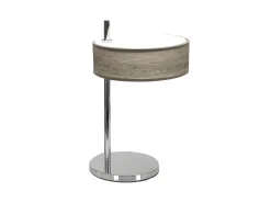 AKUNADECOR Lámpara De Mesa-Novedad Sobremesa Cromo/madera Gris Modelo Haiti Plateado