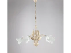Online Olga - Lámpara de araña con cristal alabastro y acabado oro antiguo, 5 luces Ø68 cm Marfil