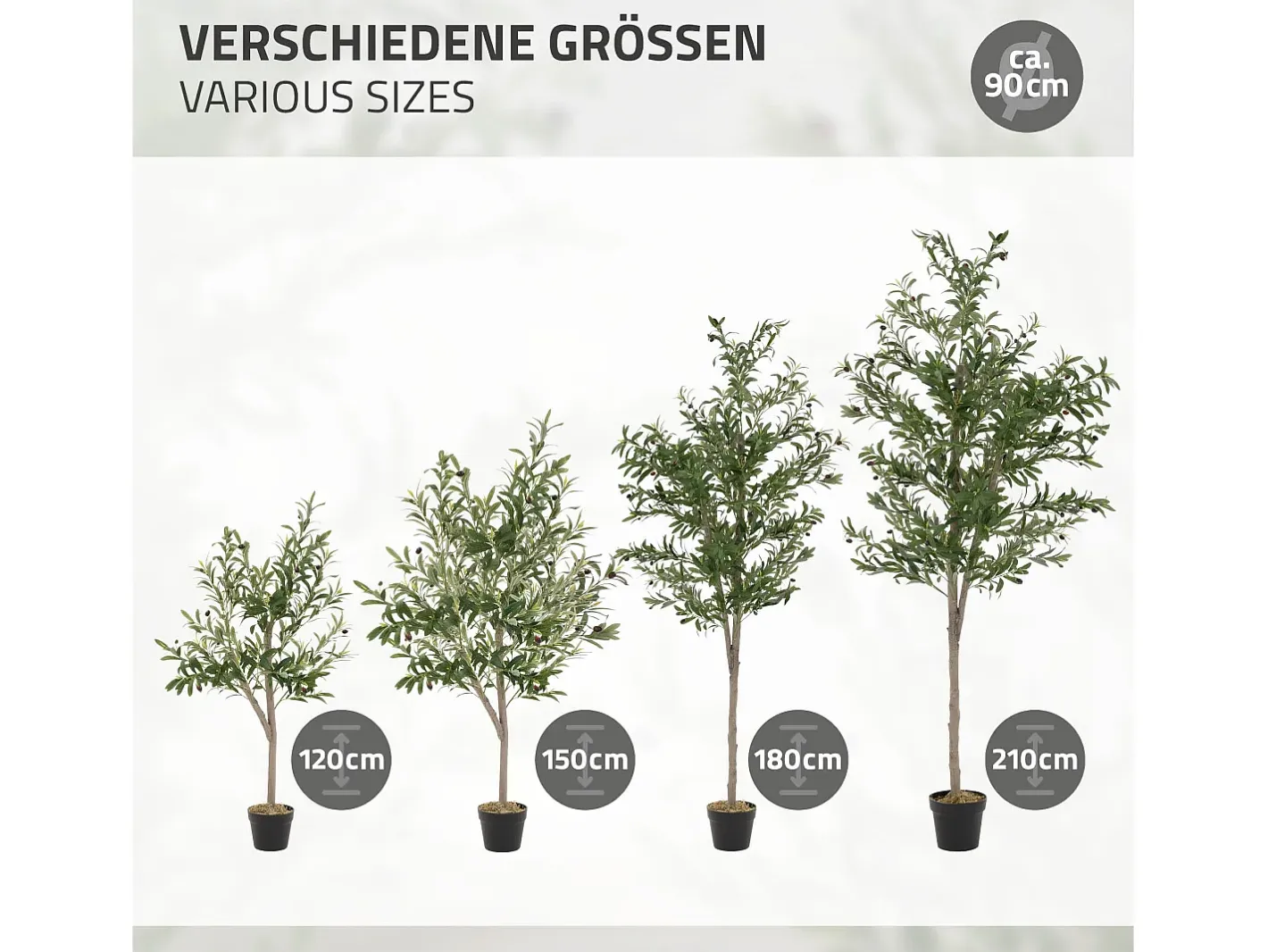 ML-DESIGN Planta Artificial-Olivo artificial Plantas artificiales Árbol artificial Planta artificial en mace Verde