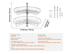 Organizador de Esquina SucceBuy en Forma de L, 71 cm, Transforme el Espacio de Almacenamiento de la Cocina Plateado Best
