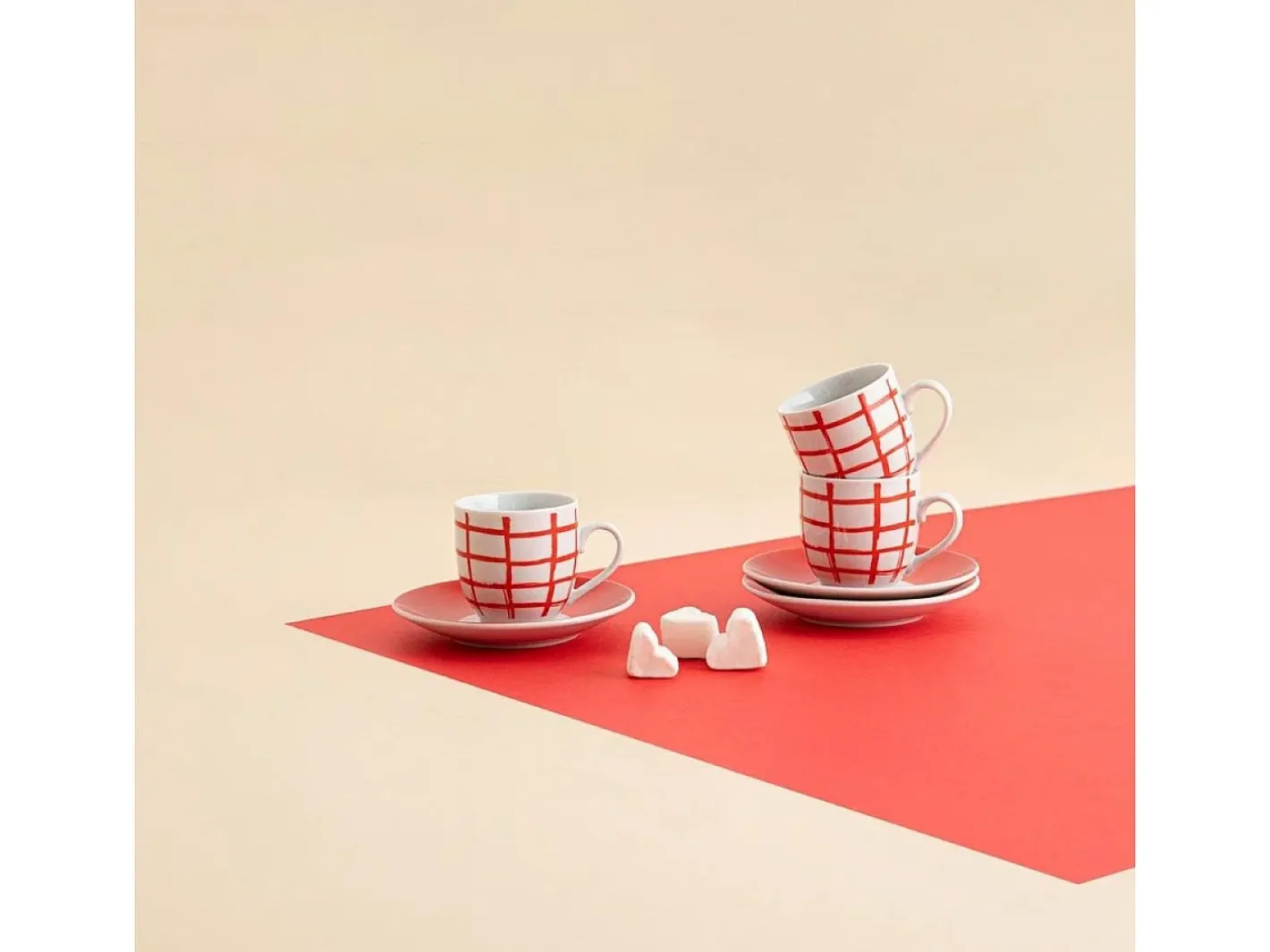 Pack de 6 tazas Kansas Quid porcelana 9 cl Rojo Discount